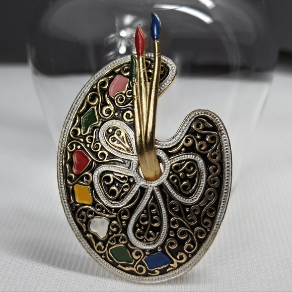 Spain Damascene 2-Tone Metallic Colorful Damascene Artists Painting Brooch - Picture 17 of 17